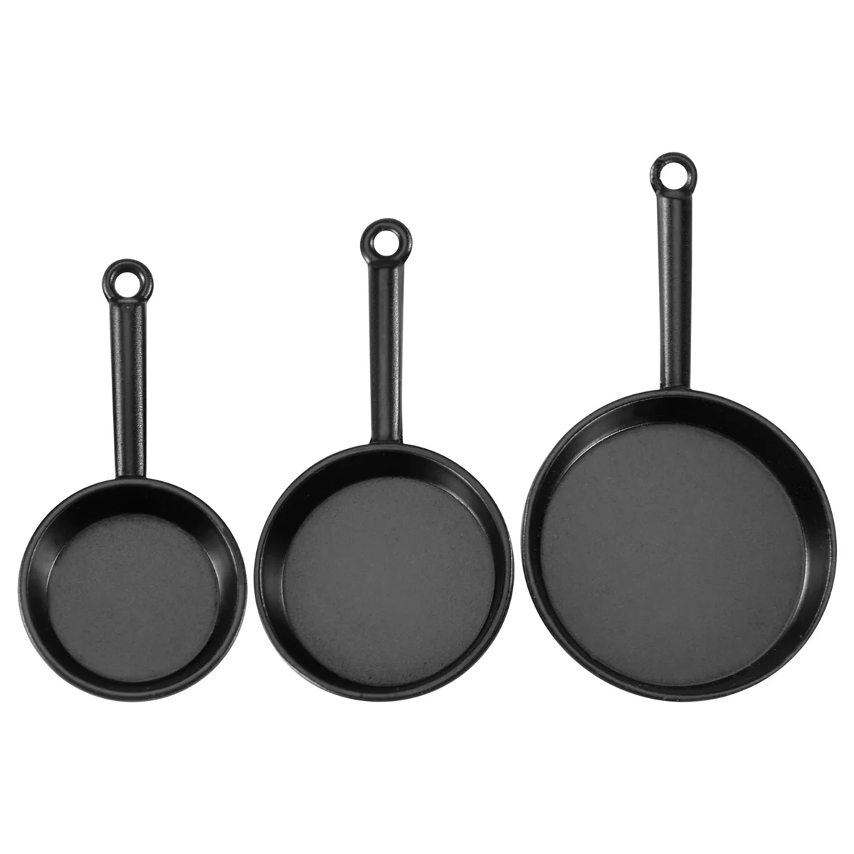 1/12 Scale 3pcs Dollhouse Miniature Metal Frying Pans Cooking Pot Cookware Kitchen Accessory Black SXM