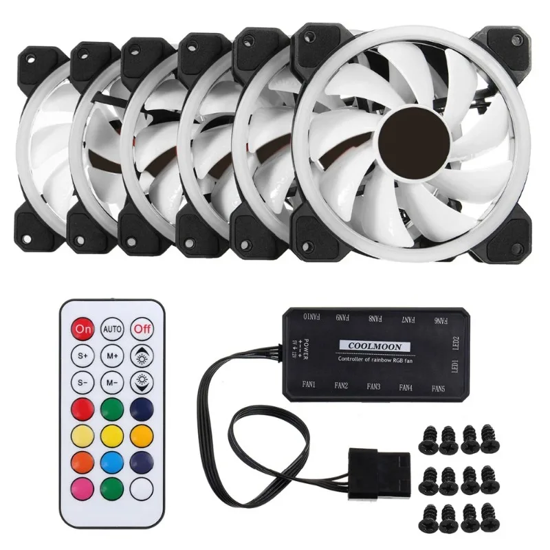 120mm RGB Quiet Adjustable PC Cooling Fan IR Remote High Airflow CPU Cooler Multi Pack Options for Gaming Desktop Chassis view 5
