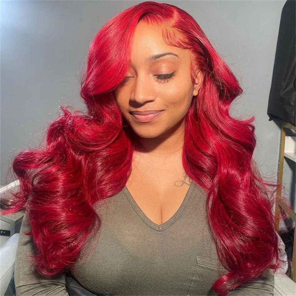 

Cheap Hot Red Lace Front Wig Human Hair 13X4 Body Wave Red Colored Lace Frontal Human Hair Wigs 100% For Women Lace Front Wig