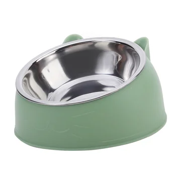 1/2/5pcs Cat Bowl Creative Inclined Kitten Puppy Food Feeding Bowls Stainless Steel Cats Drinking Feeder Pet Dogs Cats Feeders 1