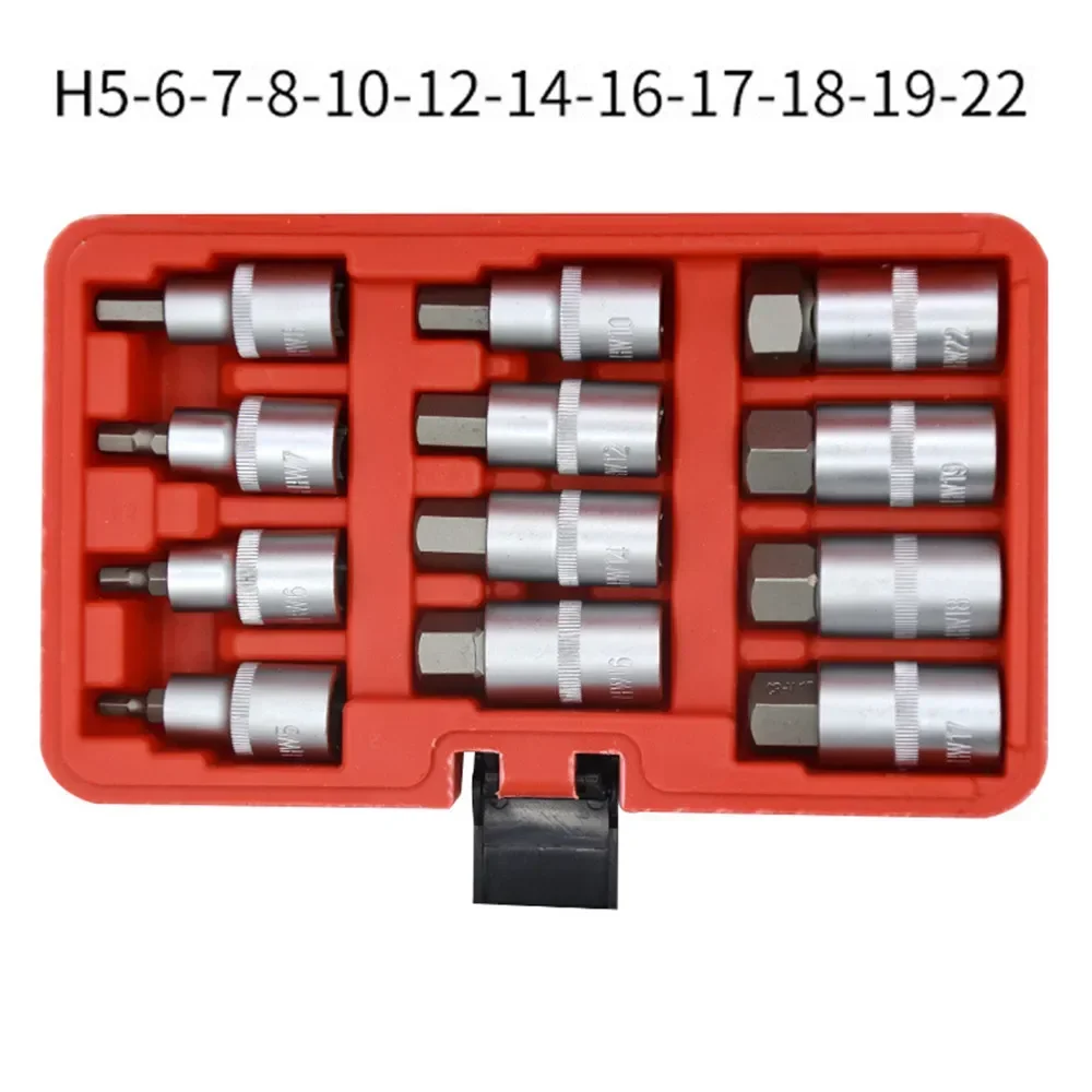 1/2 Inch Drive Impact Hex Bit Socket Wrench Set H5-H22 Hexagon Wrench Sockets Kit H5/H6/H7/H8/H10/H12/H14/H16/H17/H18