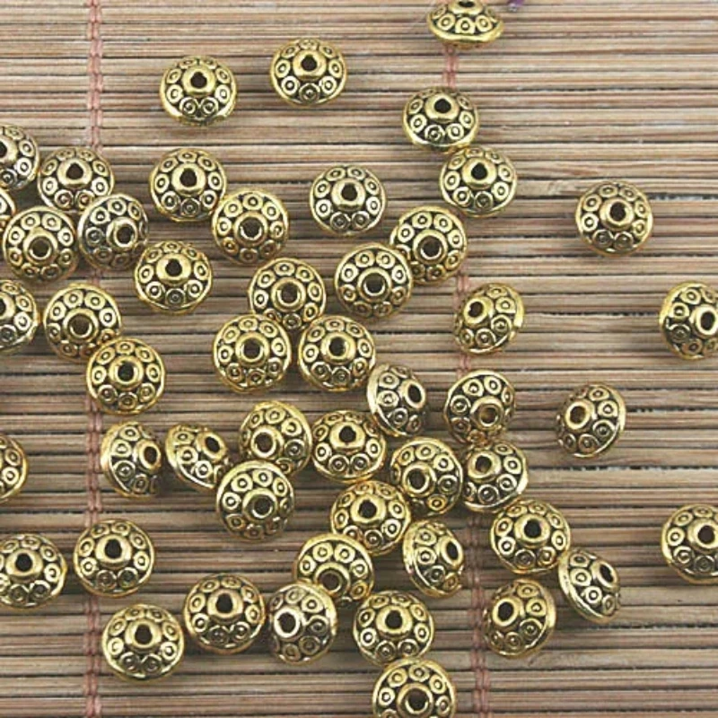 30pcs Tibetan silver color /dark gold/ dark bronze color  6mm textured pattern spacer beads