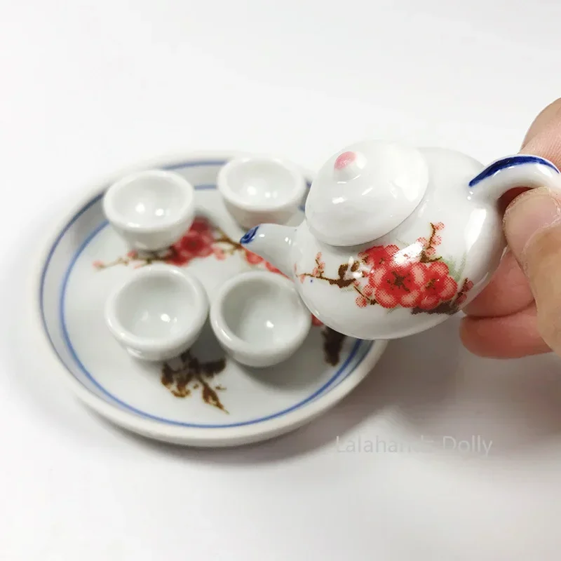 Doll House Mini Ceramic Tea Set Tea Cup Set for Doll House Living Room Furniture Decoration Accessories