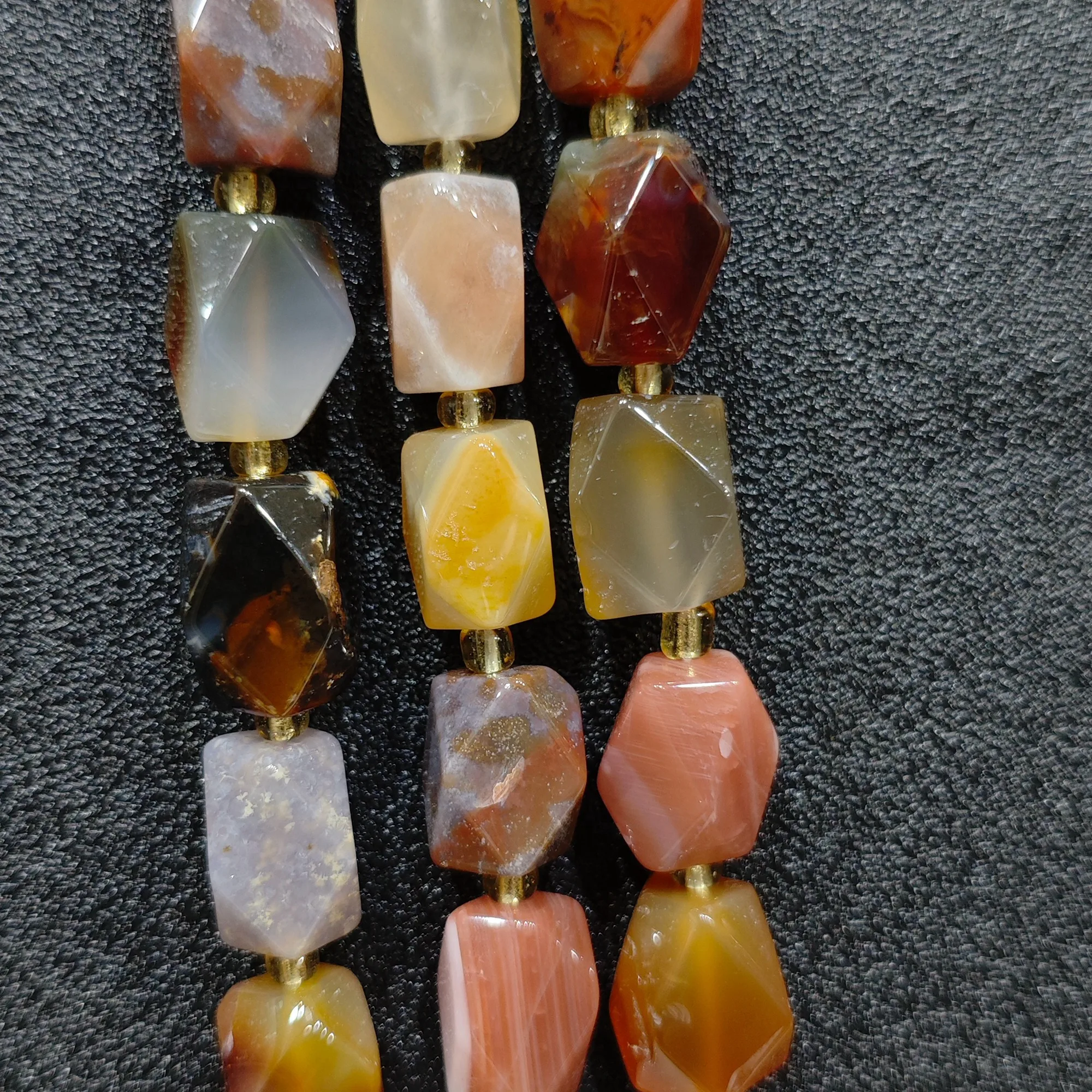 Natural Ocean Agate Chunky Faceted Loose Gemstone Beads Strand Multi Color Column Nugget Spacer Beads DIY Jewelry Supplies
