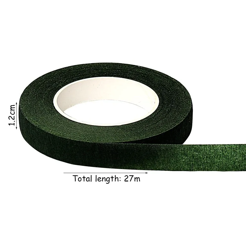 12 Pcs Floral Tape Florist Stem Wrap Green Tape for Bouquet Flowers and Crafts Making