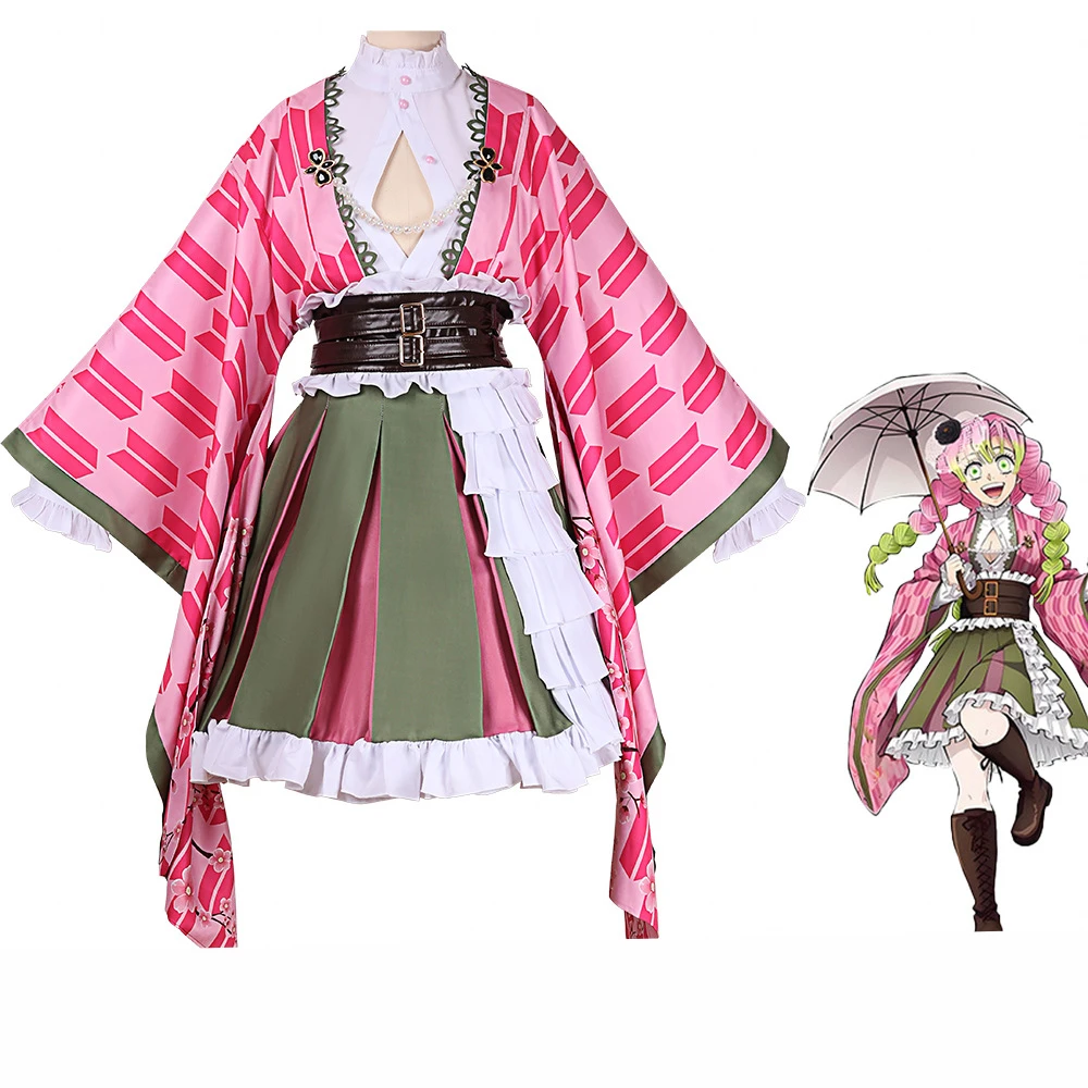 

Demon Slayer Kanroji Mitsuri Costume Cosplay for Woman Halloween Costume for Adult