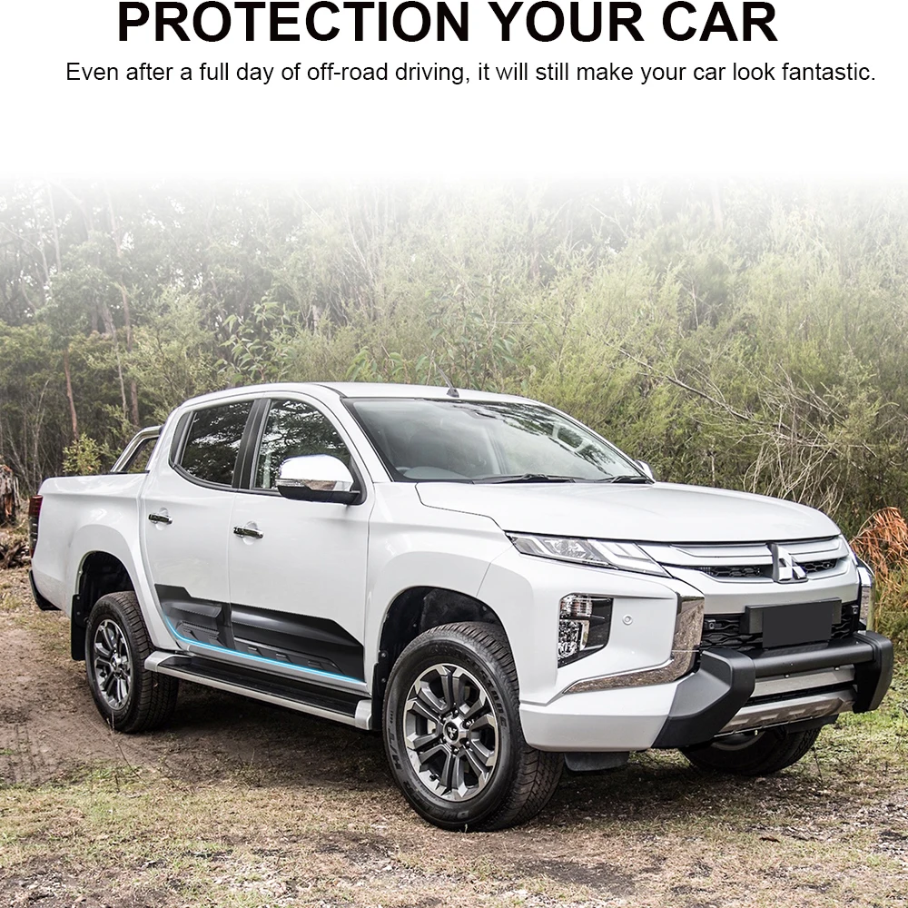 Car Side Door Molding Body Cladding Guard For Mitsubishi Triton L200 2015-2018 2019-2023 Black Double Cab Pickup Truck Accessori
