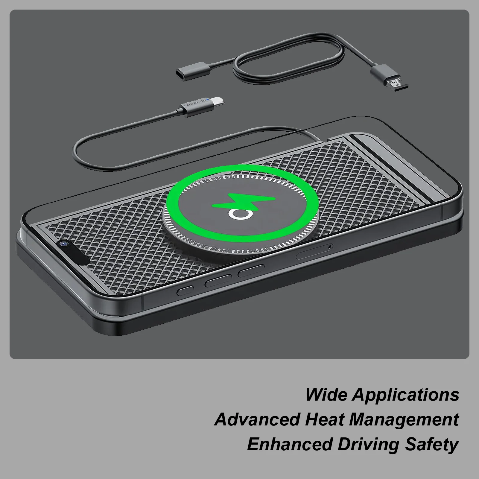 

Wireless Charging Pad for Car Magnetic Phone Charging Device Auto Cellphone Charger Mat for Trucks Sedans Drivers Daily