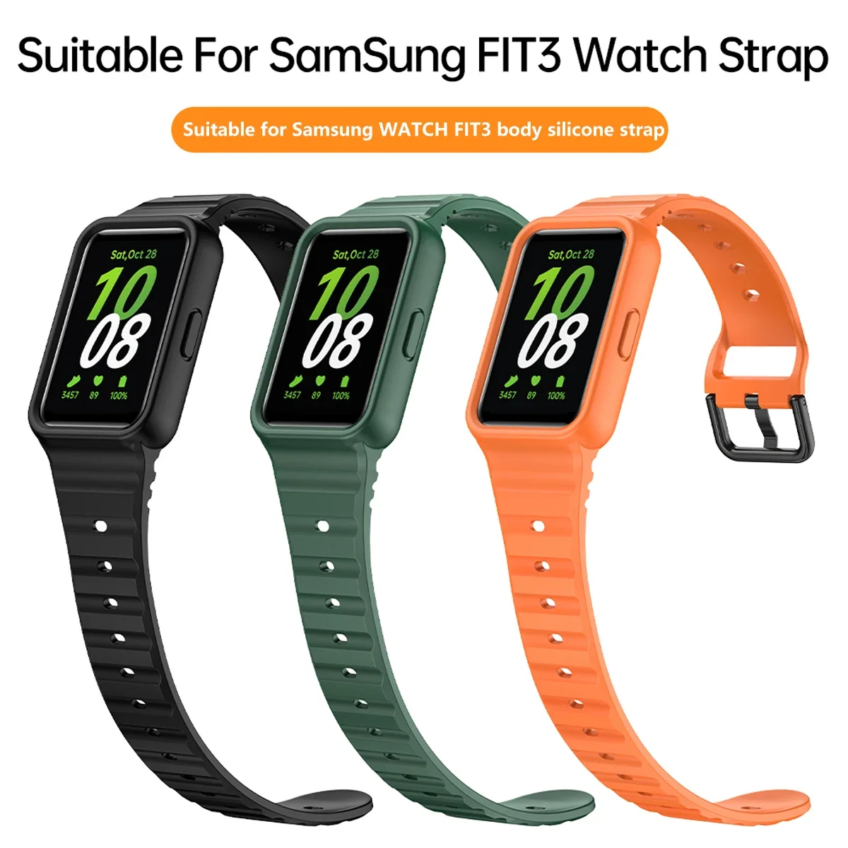 Armor Strap+Case for Samsung Galaxy Fit 3 Silicone Strap Protective Soft Case Full Coverage for Galaxy Watch Fit 3 Accessories