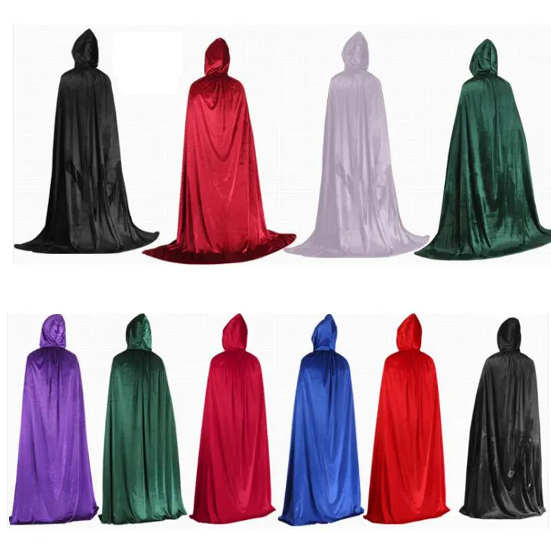 Halloween Hooded Capes for Adult Kids Long Cloak Cosplay Costumes Witch Red Black Purple Green Vampire Cape for Women Men