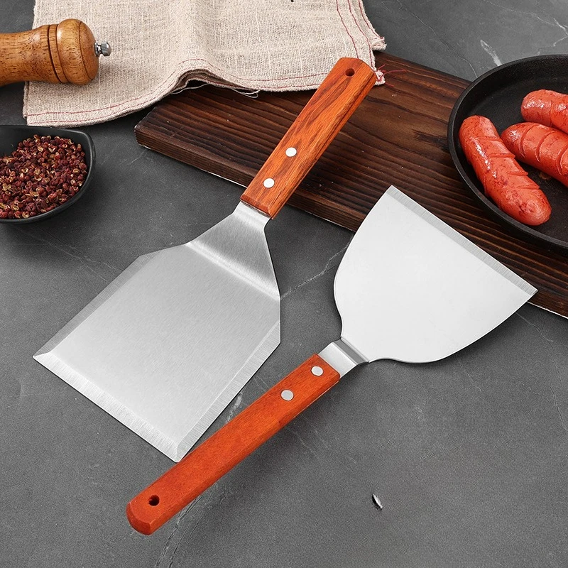 Cookie Spatula with Wooden Handle Heavy Duty Spatula, Cooking Utensils Fish Egg Grill for Kitchen Cooking Chef Baking Scraper