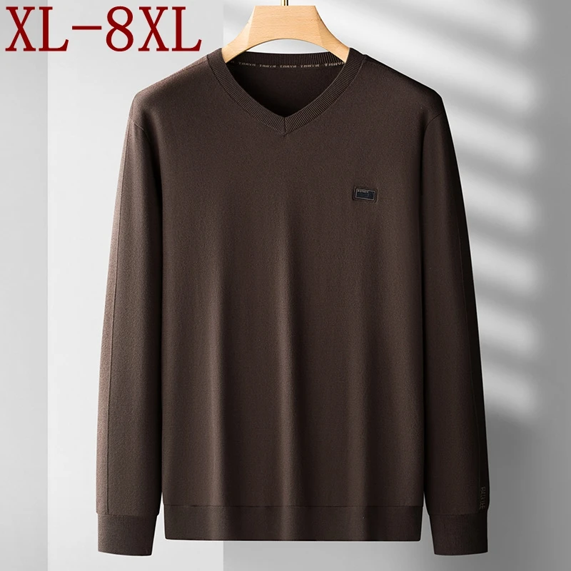 8XL 7XL 6XL 2024 New Fall Winter High End Warm Sweater Men Comfortable Wool Pullover Men Long Sleeve V-Neck Mens Jumper Sweaters