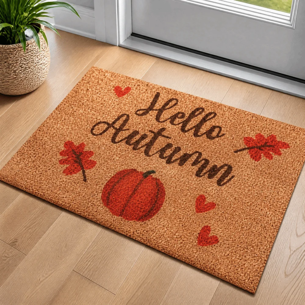 2D Flat Print Welcome Doormat Easy Clean Non-Slip Indoor Floor Mat Non-Slip Backing Comfortable Underfoot Holiday Rug Entryway