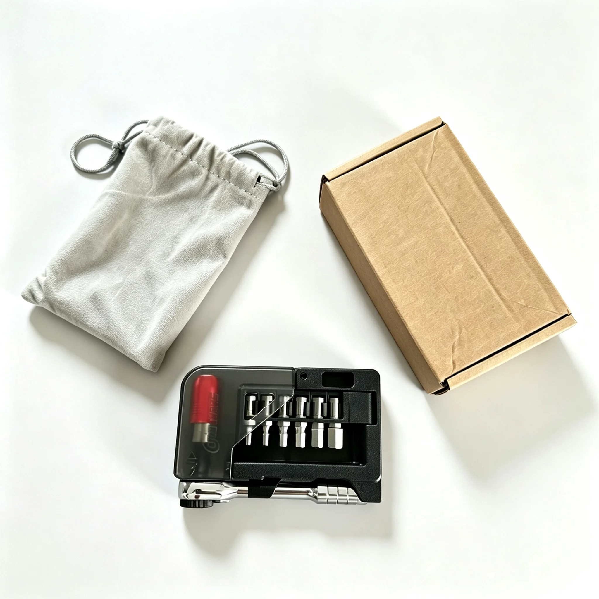 Portable bicycle maintenance tool. This flip-style mini ratchet wrench combo kit is designed for mountain bikes and road bikes