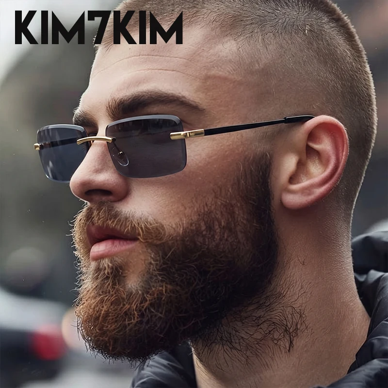 

Vintage Y2K Punk Rimless Sunglasses Men 2026 Luxury Designer Small Rectangle Frameless Sun Glasses Hip Hop Eyewear Driving Shade