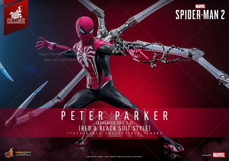 Hottoys ht vgm66 1/6 marvel peter parker vermelho e preto terno avançado 2.0 figura de ação móvel delicado 12 "conjunto completo modelo soldado