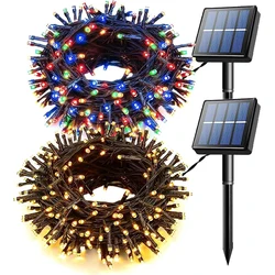 Guirnalda de luces solares para jardín, lámpara impermeable para exteriores, 6V, para Navidad, vacaciones, fiesta, decoración del hogar