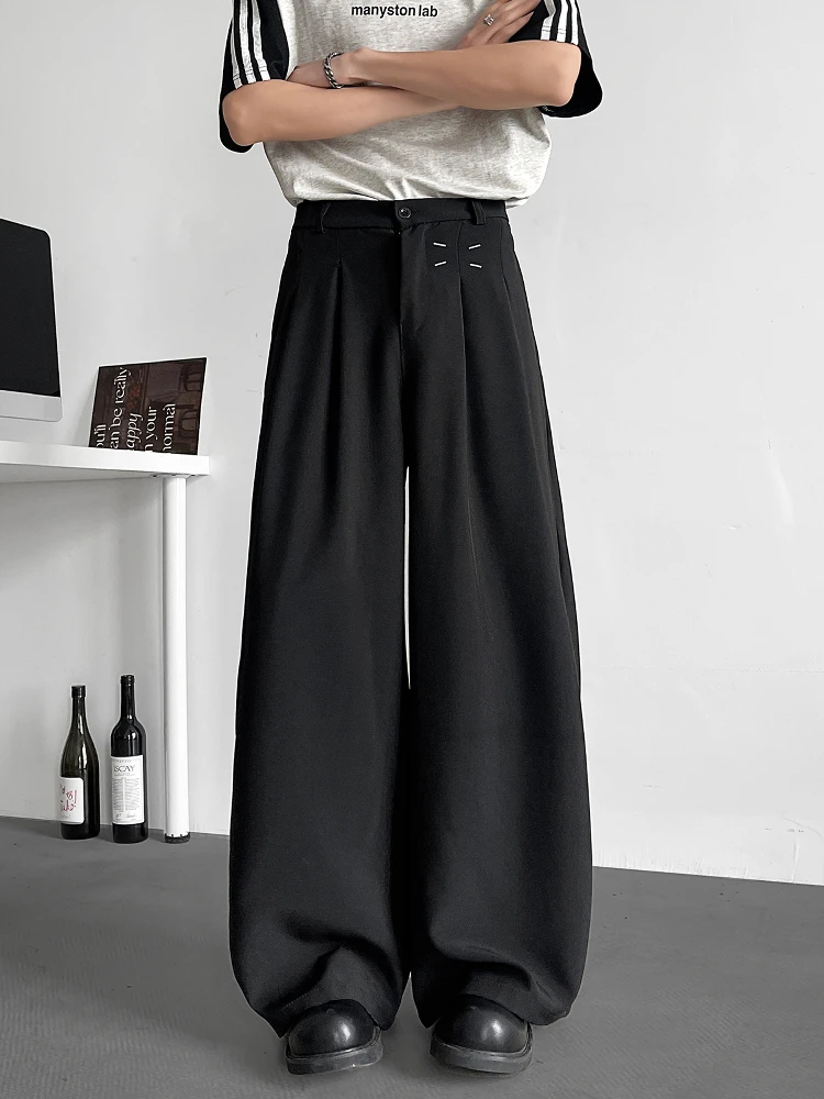 

Men's Spring Autumn Straight Leg Drapey Suit Pants Casual Spor Design Loose Versatile Westwear Long Trousers for Teens