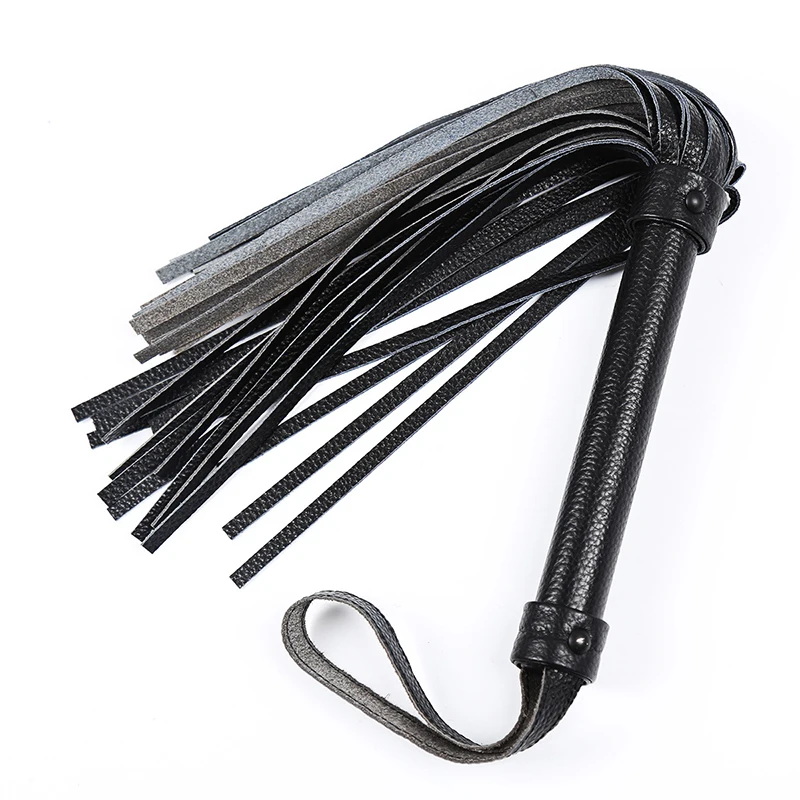 41.5cm Rivet Inlay Handle Head Layer Cowhide Tassels Horse Whip Riding Crop Flogger Paddle Slapper Horse Training Dressage Whips