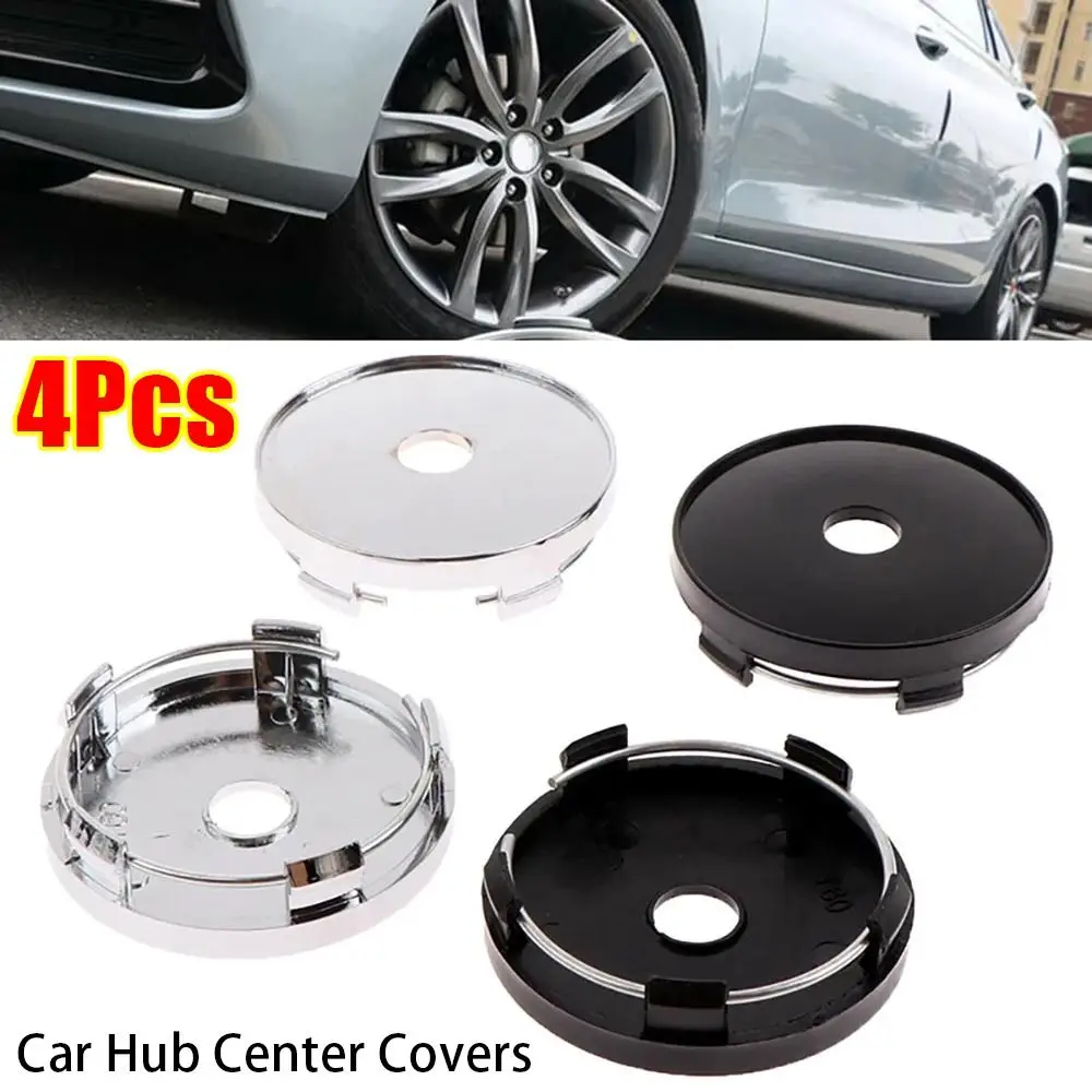 

4Pcs Wheel Tire Parts Car Hub Center Covers Vehicle Rims Dust-proof Hub Center Cover Black Silver ABS Plastic Wheel Hubcap