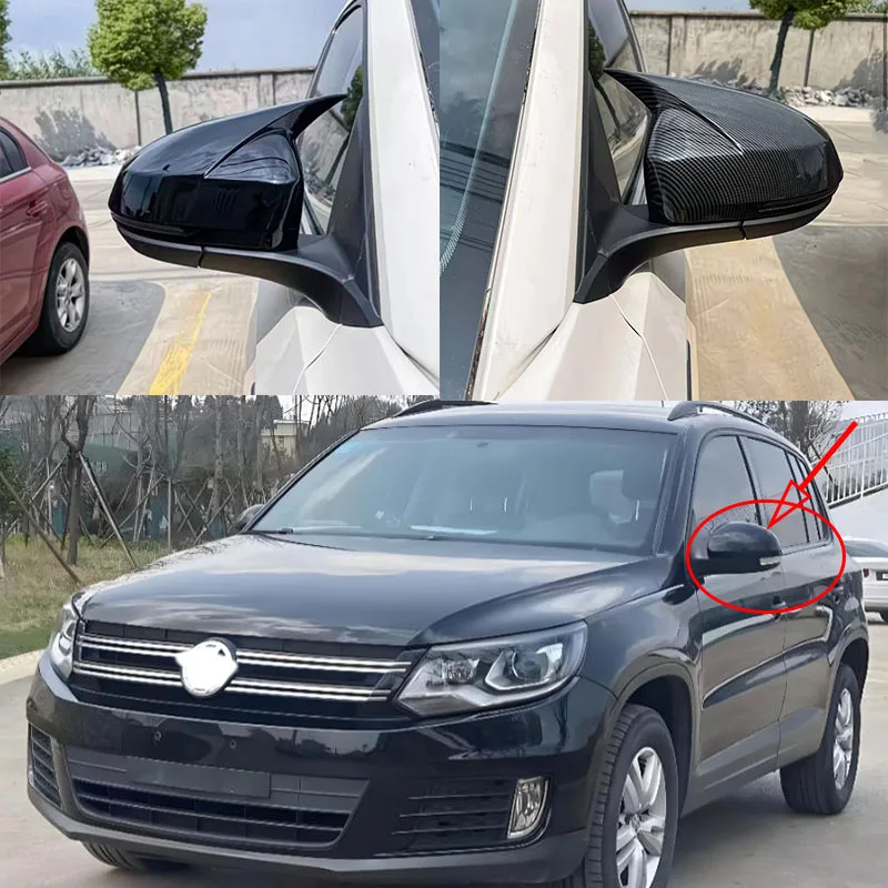 

For Volkswagen Tiguan L 2009-2016 Car Sticker Rearview Side Mirror Cover Wing Cap Exterior Door Rear View Case Trim Carbon Fiber