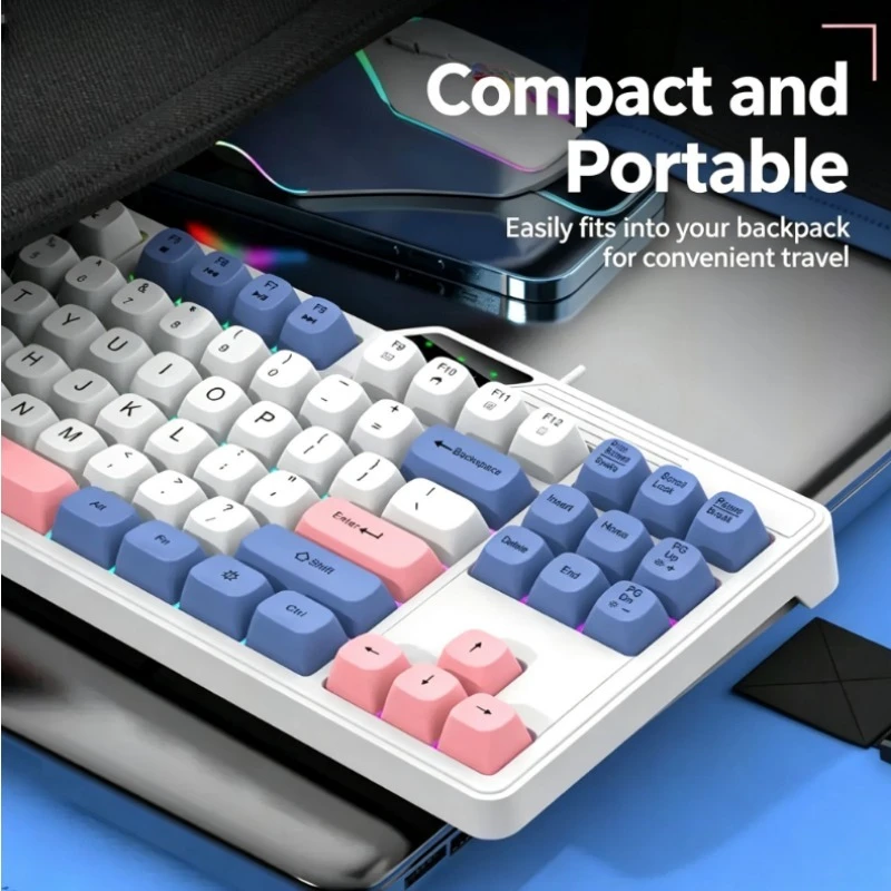 K87 Wired Keyboard Mouse Combo True Mechanical Feel Ergonomic Layout For Desktop Laptop E‑sports Gaming Competition