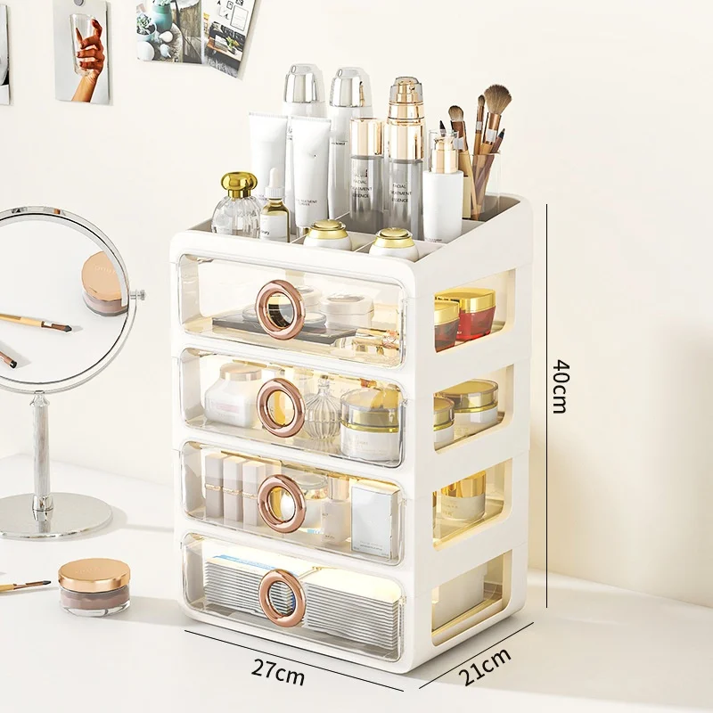 

Makeup Organizer for Vanity Large Capacity Cosmetics Desk Organizer With Drawers Clear Cosmetics Display Cases for Home