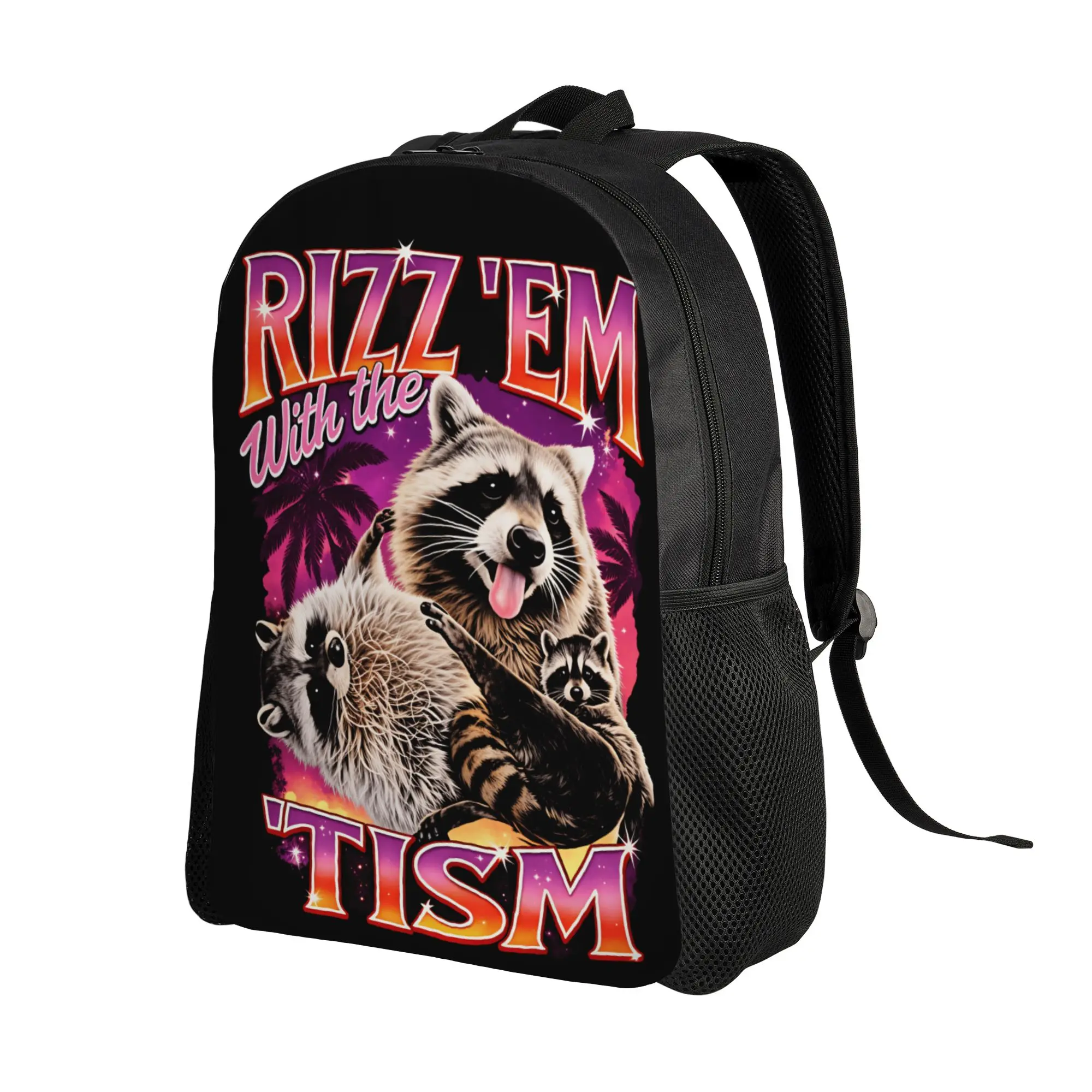 jimothy raccoon Classic Backpack Men  Soft Backpacks Polyester Elegant School Bags Outdoor Style Custom Rucksack
