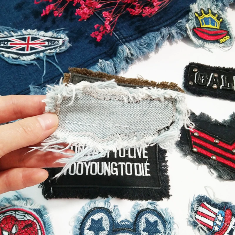 2024 Fashion Denim Punk Skull Anime Patch for Clothes Patches on Clothes Patches for Clothing Kids Sports Shoes Embroidery Patch