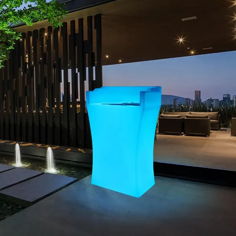 Beauty Salon LED Rechargeable Reception Table Glowing Cash Counter Spa Reception Desk Waterproof Lighted Up Bar Coffee Table