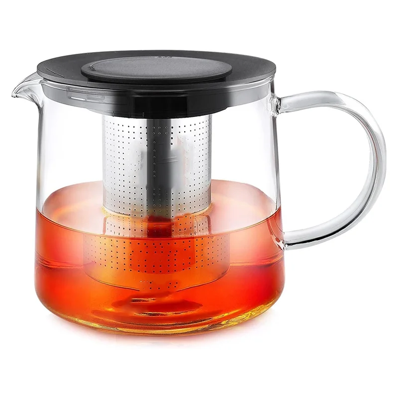 A25F-Glass Teapot With Infuser Tea Kettle Safe Tea Pot For Blooming Tea Loose Premium Tea Maker Coffee Pot