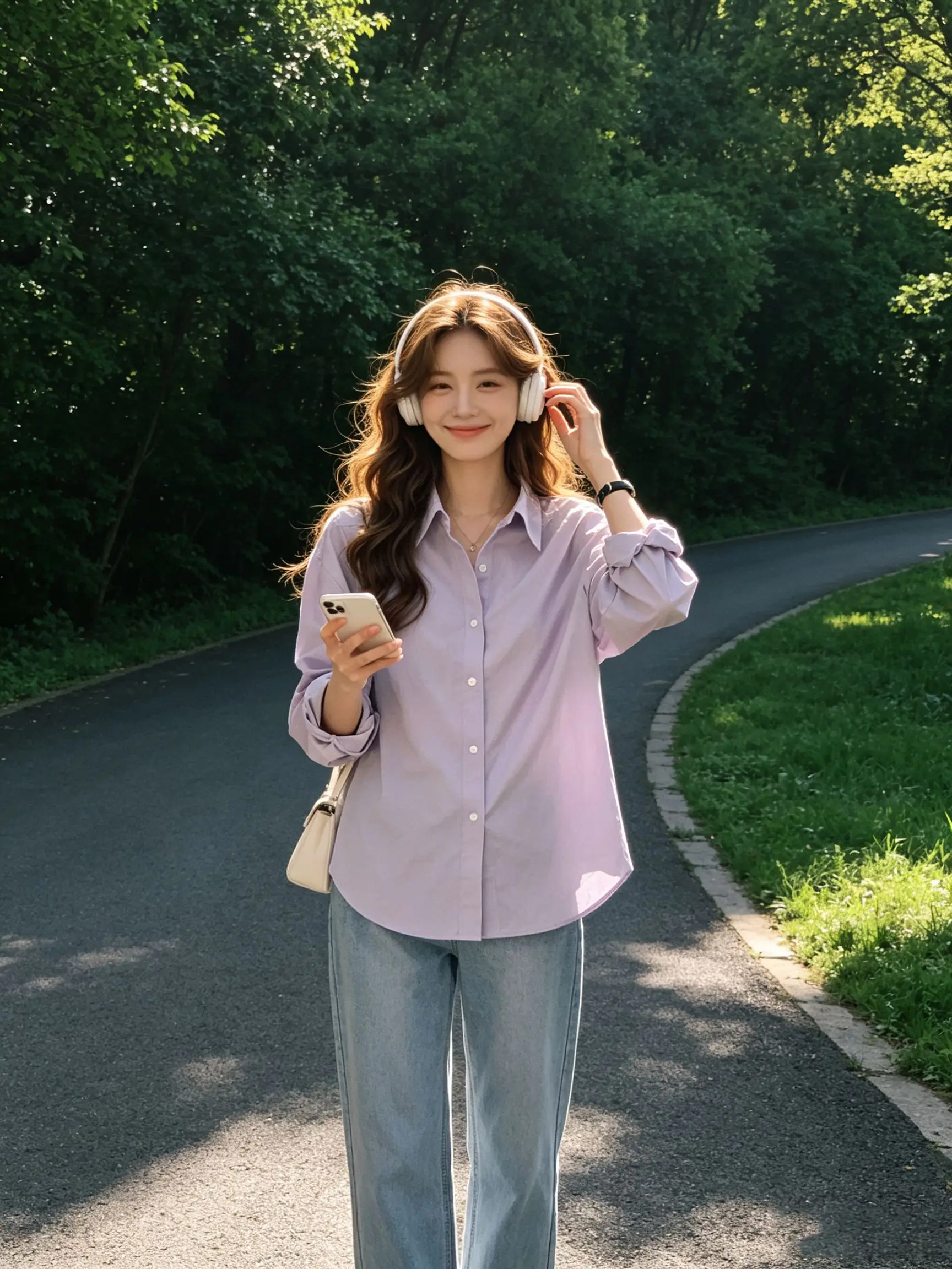 Purple Long Sleeve Casual Shirt Women's Loose Fit Sun Protection Fashion Outerwear Coat Stylish Regular Length French Style