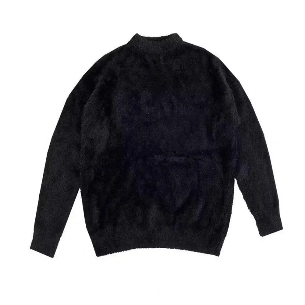 

Round Neck Sweater Men's Knitted Sweater for Winter Wear Work Dating Thick Fuzzy Pullover