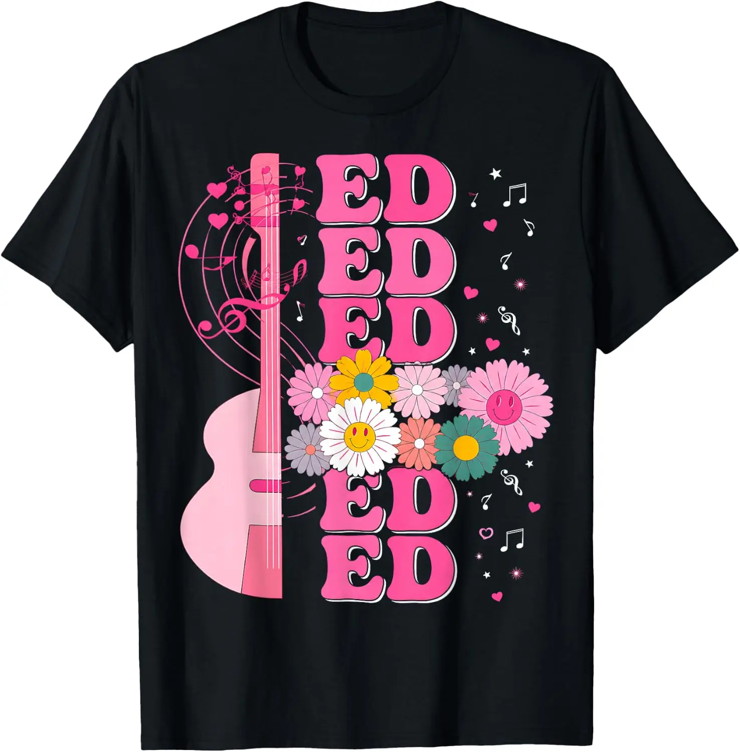 Girl Retro ED First Name Personalized Groovy 80'S T-Shirt 100% Cotton Trendy Y2K Short-Sleeve Tee-Soft, Quick-Drying,