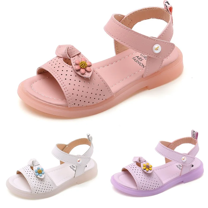 Princess Girls Sandals Soft Children\'s Beach Shoes Kids Flowers Summer Sandals Fashion High Quality Sweet Girls Sandals 26-36