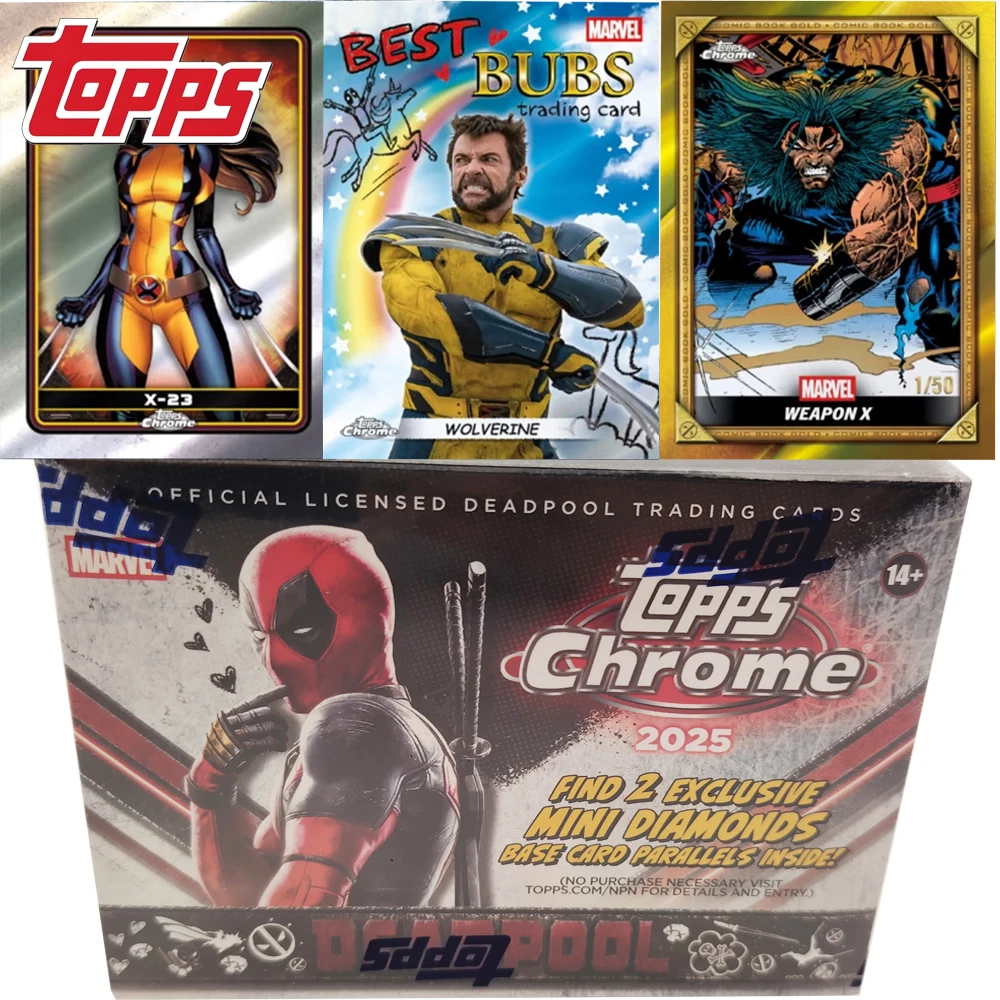 Original 2025 Topps Chrome Value Deadpool Collection Card for Children Super Popular Cartoon Characters Limited Cards Fans Gifts