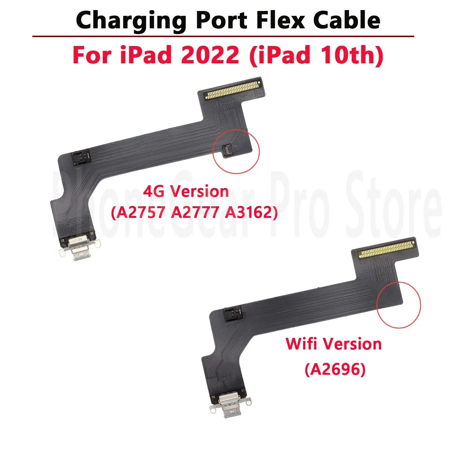 

1PCS For iPad 10 2022 10.9 Inch A2696 A2757 A2777 Charging Charger Port Connector Flex Cable 4G Cellular WiFi Replacement Parts