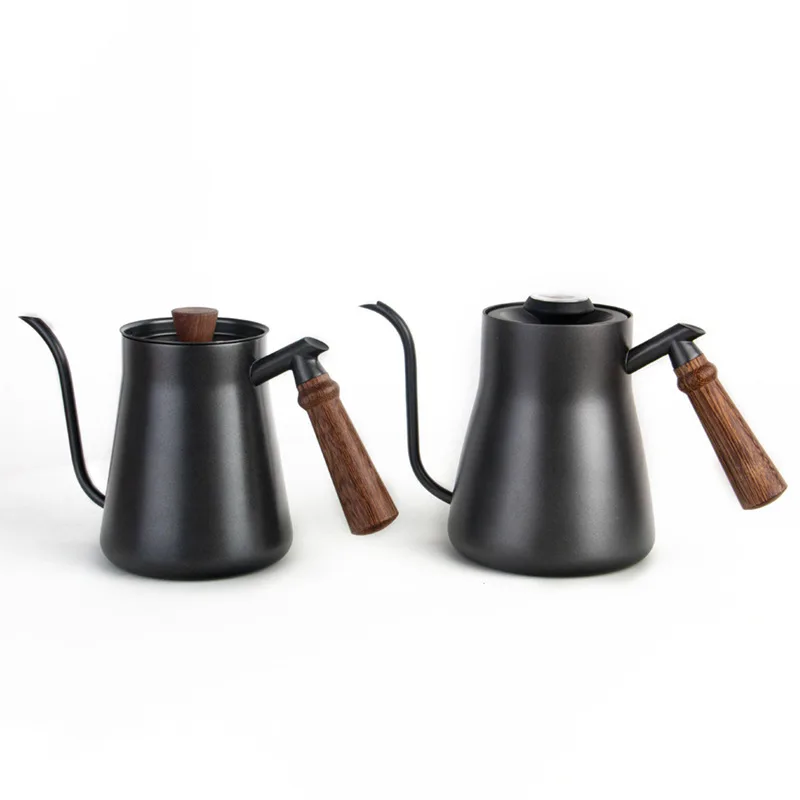 

Modern Mocha 304 Stainless Steel Moka Pot with Wooden Handle Long Mouth and Flow-Controlling Design