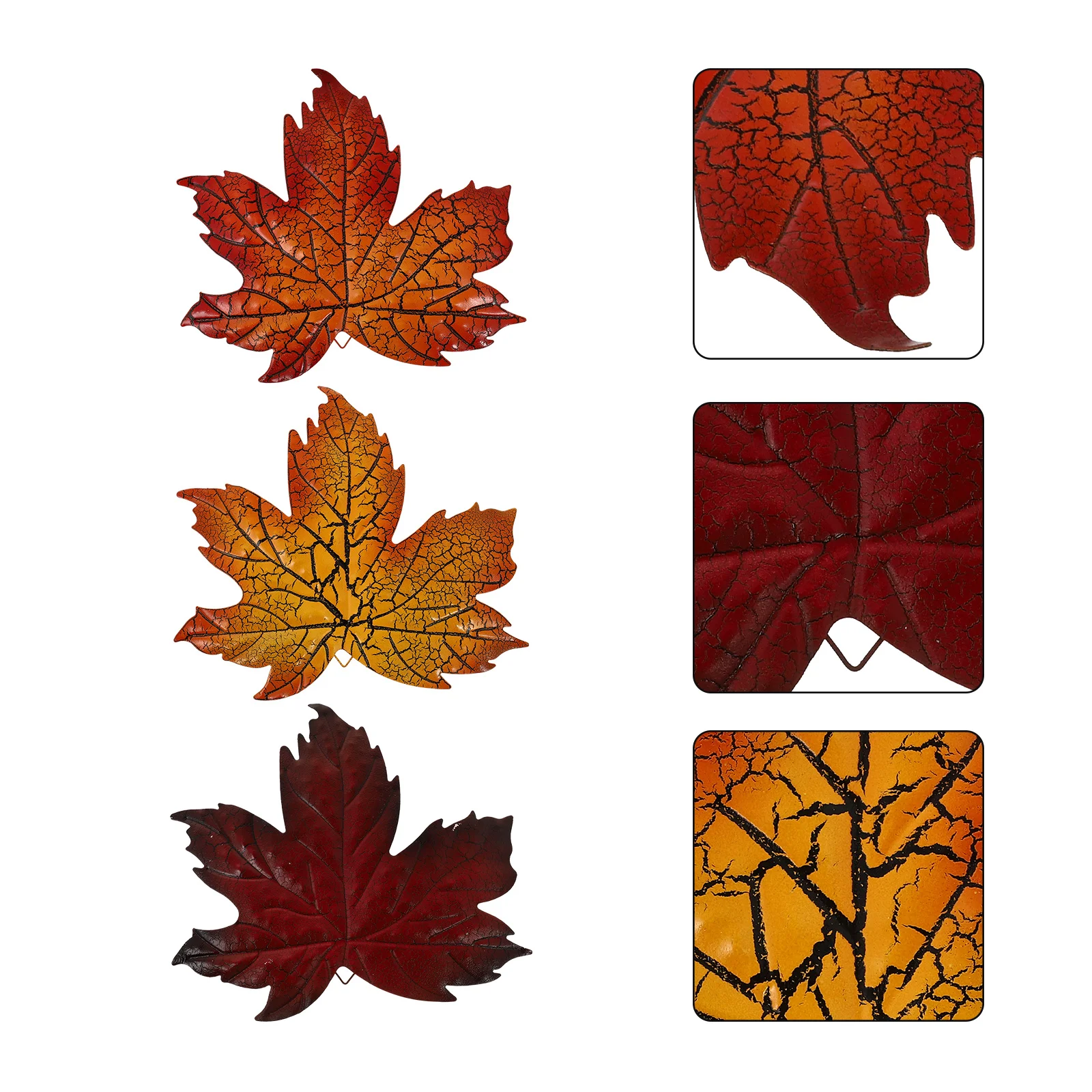 

3 Pcs Maple Leaf Garden Ornaments Leaves Hanging Fall Decor Souvenir Fake Thanksgiving Home Iron Office