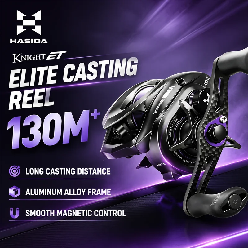 HASIDA Black Knight Elite Baitcasting Fishing Reel Aluminum Magnesium Alloy Rotor 143G Magnetic Brake 7.1:1Ratio 5KG Drag Power