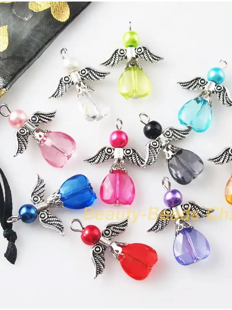 20 sztuk mieszane tańczące skrzydła anioła serce Charms wisiorki 23x29mm — zdjęcie 2