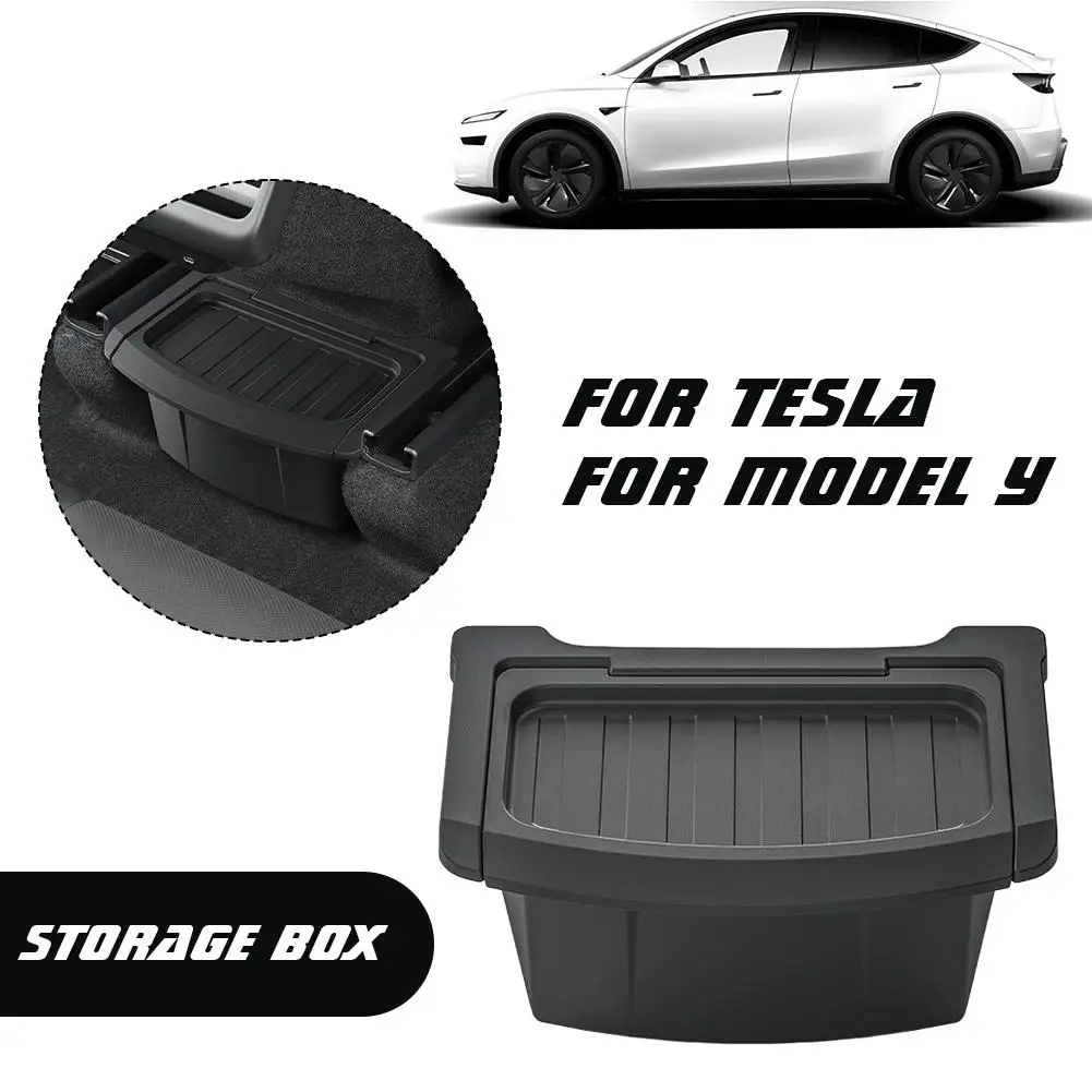 For Tesla Model Y Launch 2025 Juniper Car Armrest Rear TPE Black Tray Accessories Tidying Storage Box G3V4
