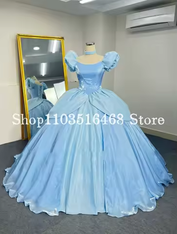 Blue Cinderella Party Prom Dress Elegant Victorian Princess Gowns Cosplay Opera Evening Gowns Customised Halloween Party