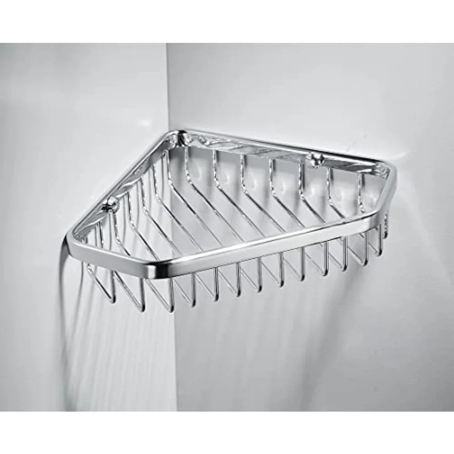 

Corner Shower Caddy BasketShampoo Holder for Shower Wall Inside Shower Shelf Bathroom Organizer Solid Brass Material in Polishe