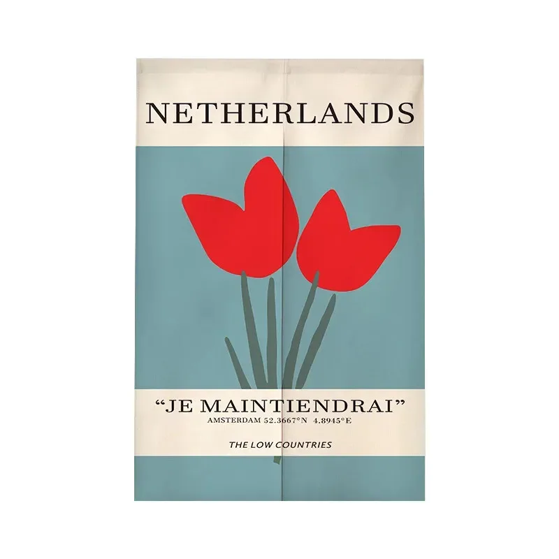 

Дверная занавеска VIKAMA в стиле ретро с тюльпанами, декоративная перегородка в скандинавском стиле, художественная дверная занавеска