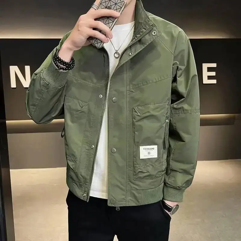 سترة رجالية 2026 ربيعية بياقة واقفة سترة فضفاضة غير رسمية ملابس خارجية قصيرة معطف البضائع #3