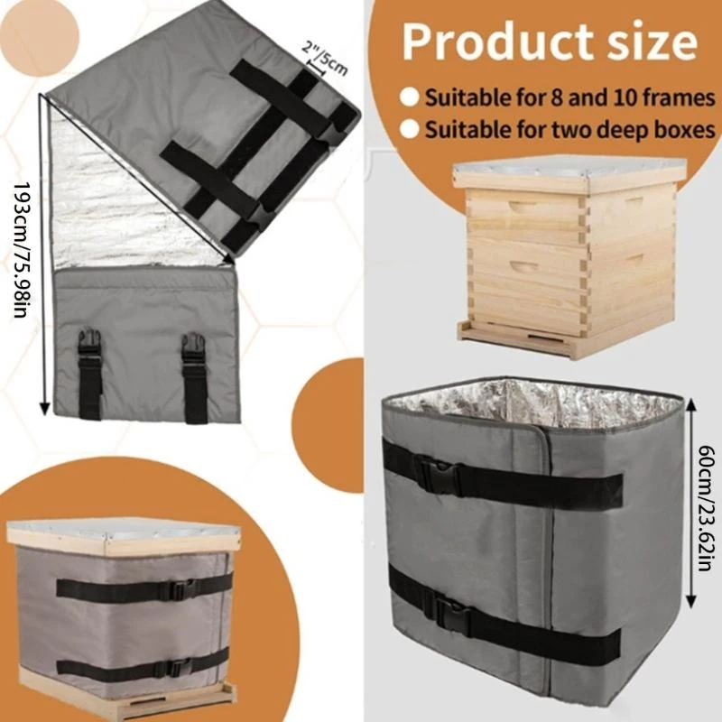 

Beekeeping Winter Survival Insulated Thermal Blanket Cover Windproof Design 600D Tear Resistant Fabric Rain Snow Defense 87HA