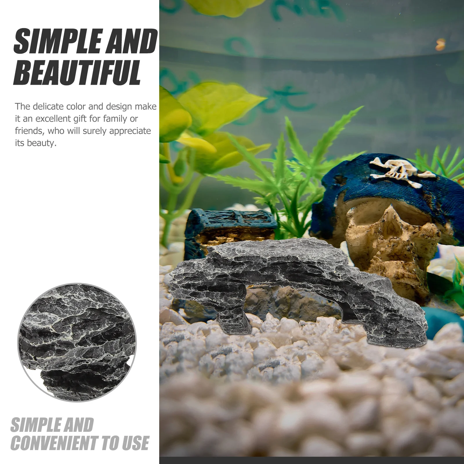 

Elegant Fish Tank Rockery Decor Resin Aquarium Mountain Landscape Realistic Design for Home Office Cafe Aquatic Pets Shelter
