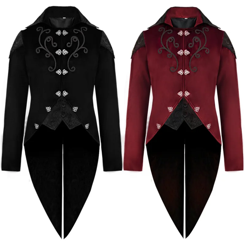 

Medieval Men's Jacket Steampunk Gothic Tailcoat Corduroy Trench Coat Victorian Man Clothing Uniform Halloween Party Costumes NEW