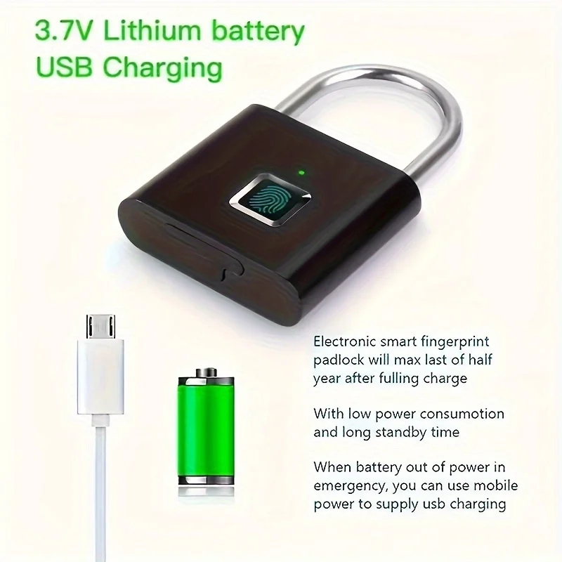 2025New USB ricaricabile portatile intelligente blocco impronte digitali antiruggine serratura antifurto valigia valigia antifurto senza chiave